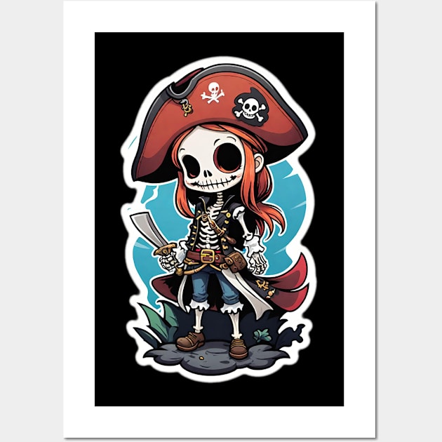 Pirate Skeleton Girl 2 Wall Art by Grave Digs